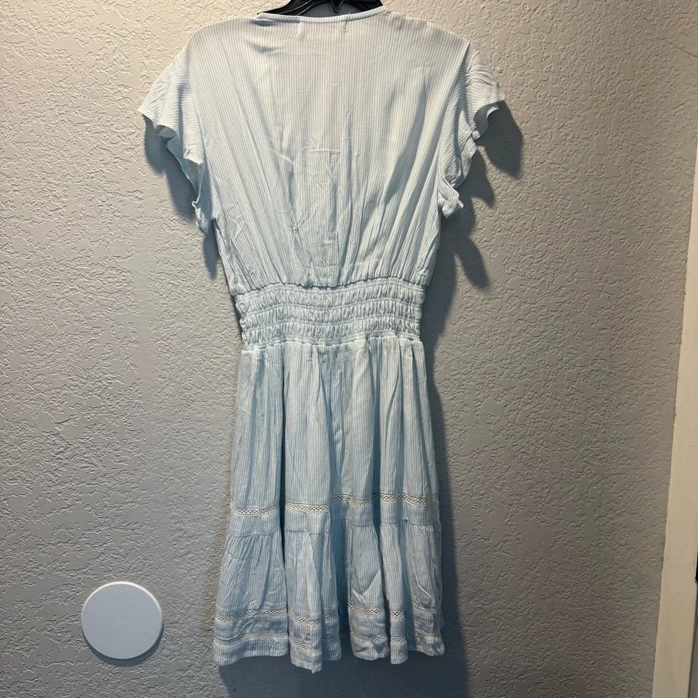 Rachel Parcell Light Blue Smocked Mini‎ Dress Flutter Sleeve S - Picture 7 of 7